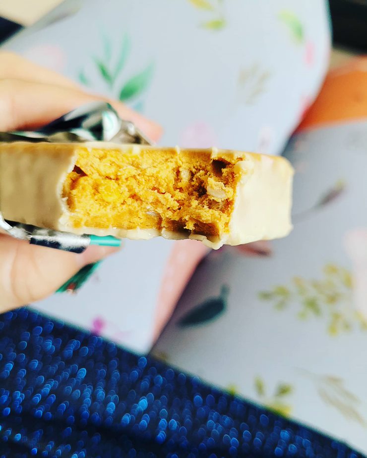 Exante Birthday Cake Bar with opened wrapper