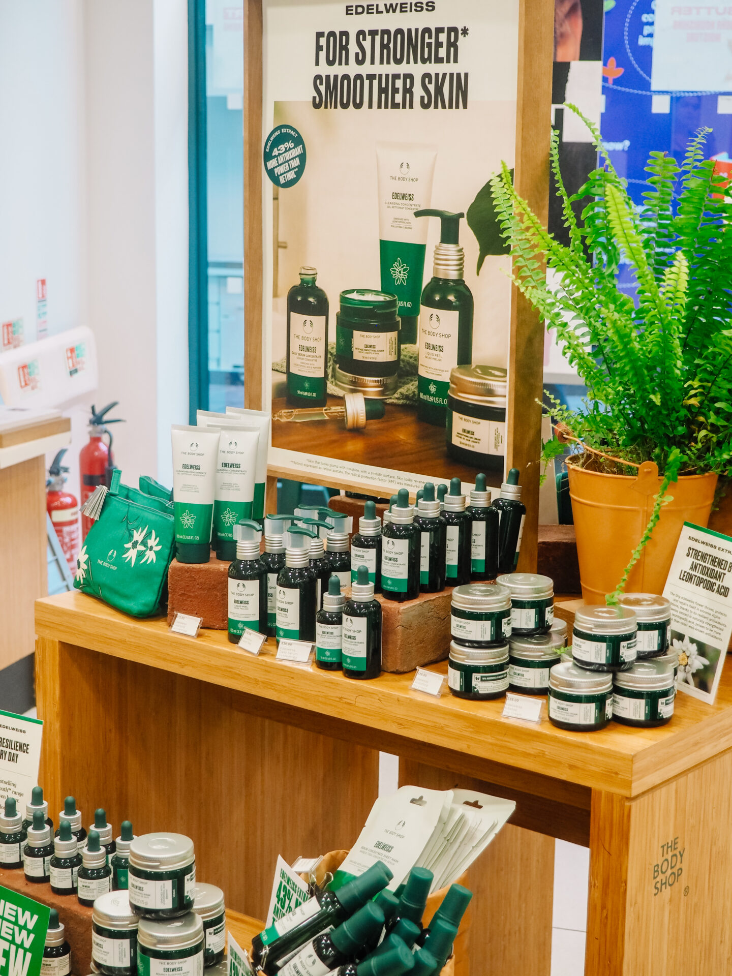 A display of the Edelweiss inside The Body Shop