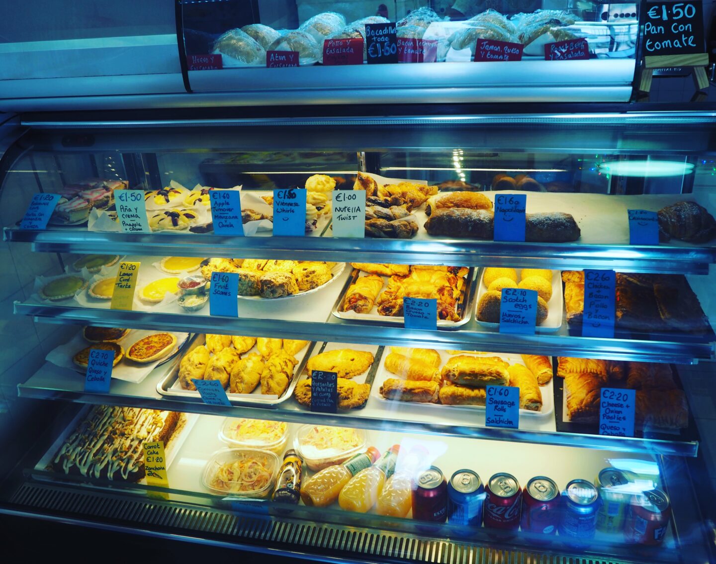 The counter full of baked goods and sandwiches at Sa Botiga de son Vilar