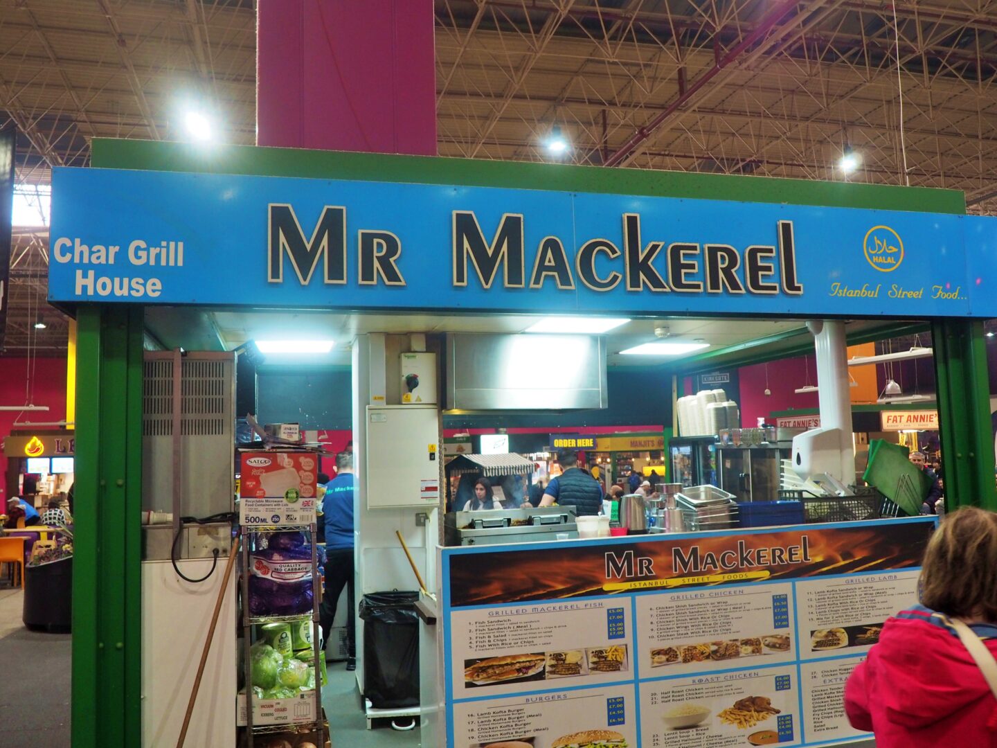 A photo of Mr Mackerel's stall in Leeds Kirkgate Market.