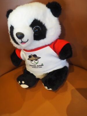 A teddy bear Panda wearing a Panda Mami tshirt.